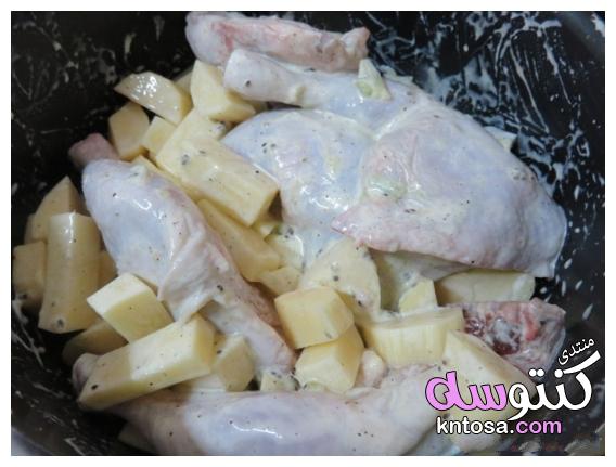 تحضير الدجاج بشرائح الكيوي,طريقة عمل الدجاج مع الكيوي والبطاطا,مكونات الدجاج مع الكيوي والبطاطس سهل kntosa.com_01_19_155