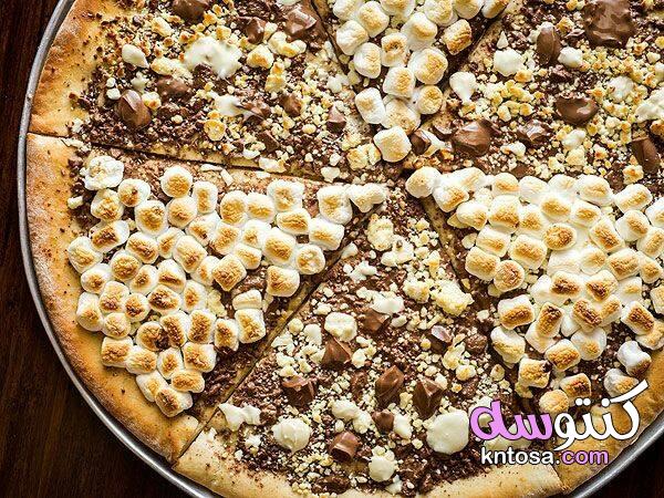 Chocolate Pizza,حلويات على شكل بيتزا,بيتزا الشوكولاتة ,طريقة عمل بيتزا الشوكولاتة اللذيذة kntosa.com_01_19_156
