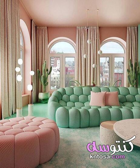 ديكورات مميّزة لمنازل عصرية تمزج الأخضر والوردي,ديكورات الوردي والأخضر الداكن,Pink & Dark Green kntosa.com_04_19_156