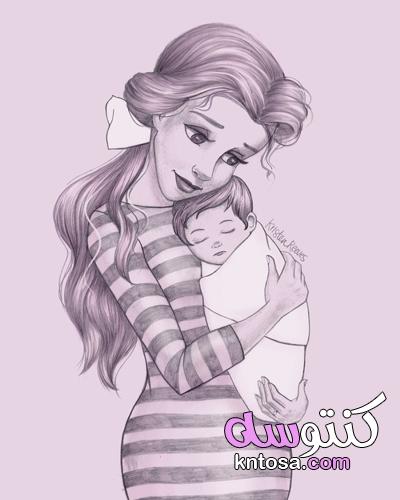 صورة ام مع طفلتها رسم روعه 2022 kntosa.com_08_22_164