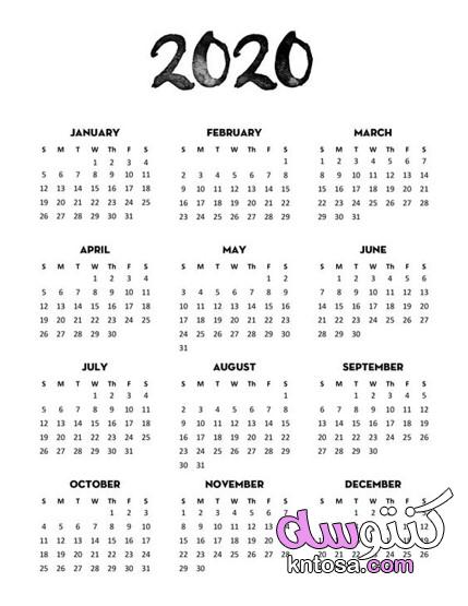 تقويم 2020،بالصور التقويم الميلادى 2020 , تحميل التقويم الميلادى 2020،التقويم الميلادي لعام 2020 kntosa.com_12_19_157