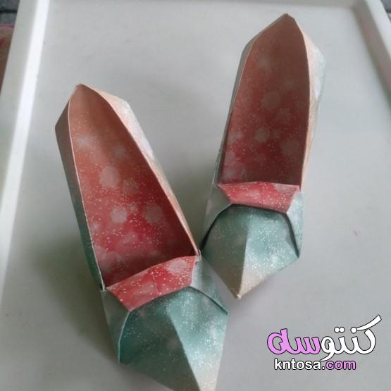 حذاء سندريلا من ورق،فن طي الورق،تعلّم كيف تصنع حذاء من ورق بطريقة سهلة2021 kntosa.com_13_20_160