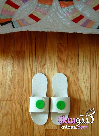 بالصور عمل احذية للمنزل من القماش،خياطة احذية للبيت،طريقة عمل حذاء منزلى بالخطوات kntosa.com_22_18_154