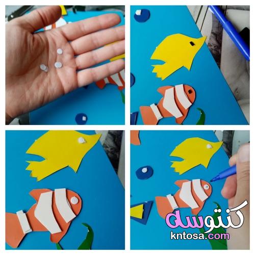 طريقة صنع اسماك جميلة جدا بالورق لتزيين الاقسام فكرة سهلة kntosa.com_22_21_162