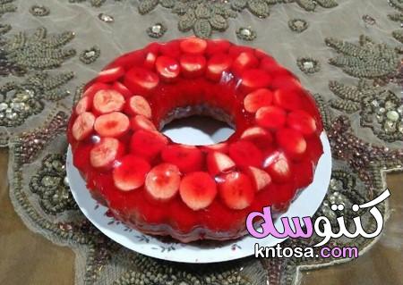 طريقة عمل كيك بالجيلى الفراولة، تورتة الجيلي بالفراولة [ كيكة ] Strawberry Jelly Cake gelatin kntosa.com_23_20_158