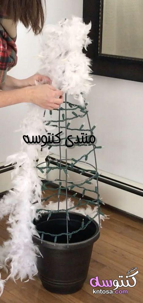 طريقه عمل شجرة الكريسماس2019،خطوات لعمل شجرة عيد الميلاد من الريش،احلى فكرة لعمل شجرة راس السنه2019 kntosa.com_26_18_154