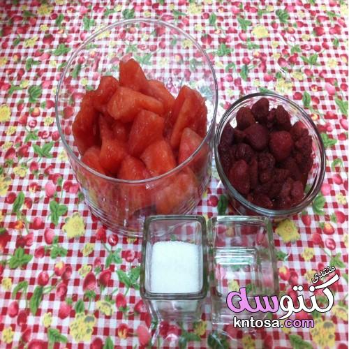 عصير البطيخ والفراولة،طريقة تحضير عصير البطيخ والفراولة kntosa.com_26_19_155