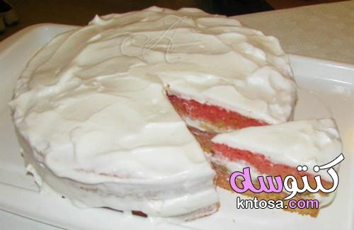 كعكة الفاكهة الوردية والبيضاء منتدى كنتوسه kntosa.com_30_21_162